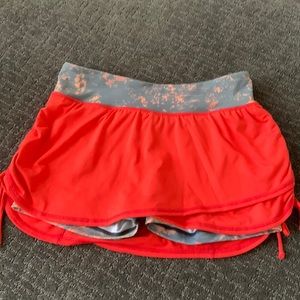 Women’s Active Skort in Bright Coral with Patterned Waistband